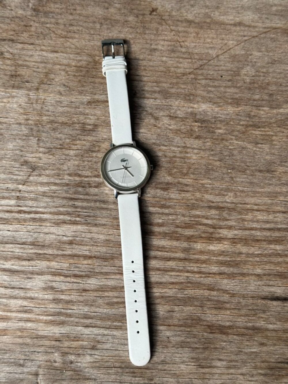 Lacoste Watch LC.33.1.14.2349 Silver Dial White Leather Strap Women Unisex